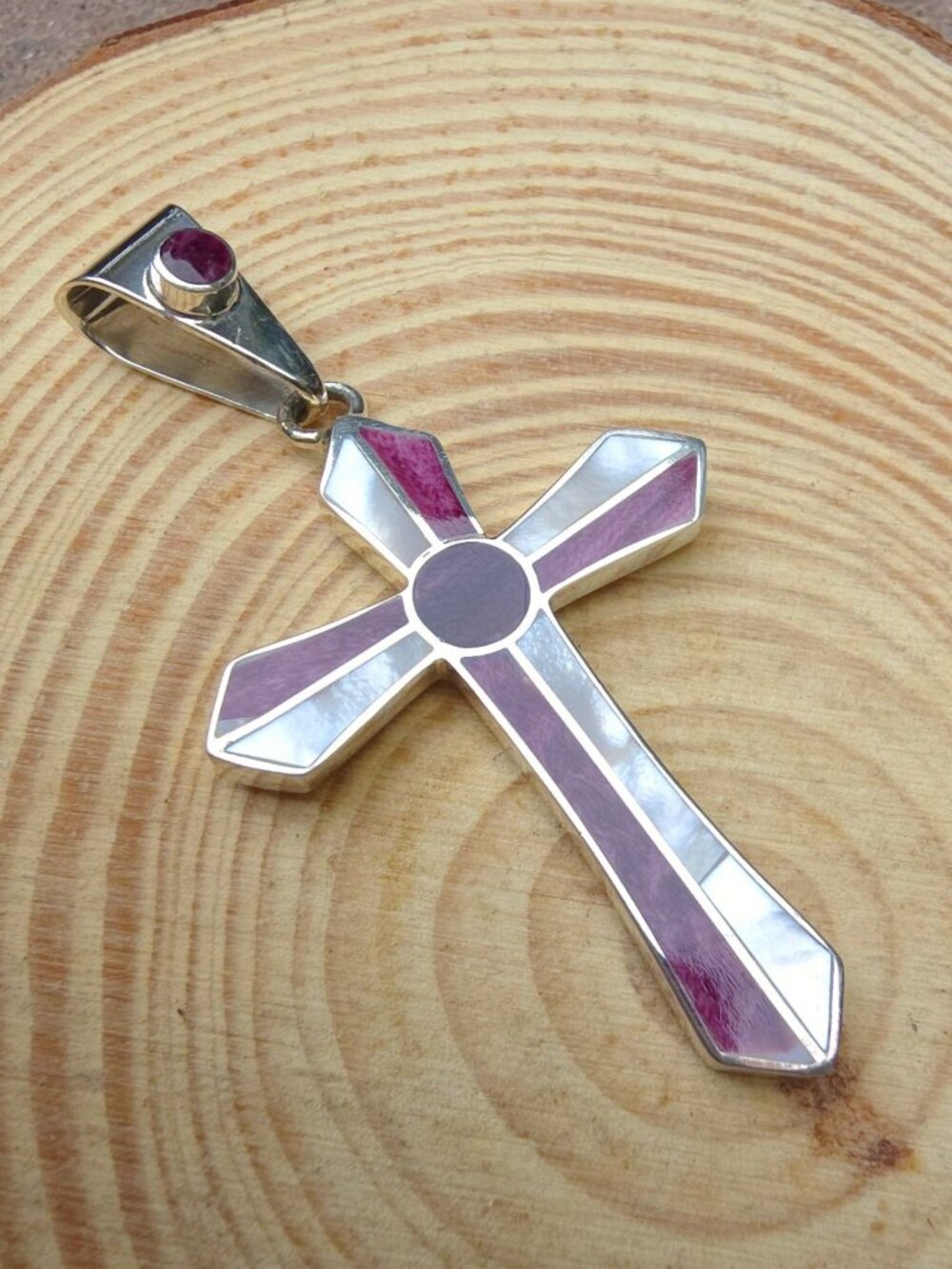 Peruvian Artistry ✦ Multi Gemstone Cross Pendant ✦ Sterling Silver 4.00ctw - Picture 4 of 12